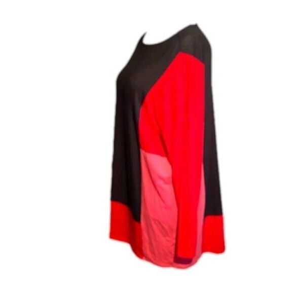 J Jill Color Block Long sleeve Tunic Red Brown Pink Size L Stretch - Picture 2 of 8